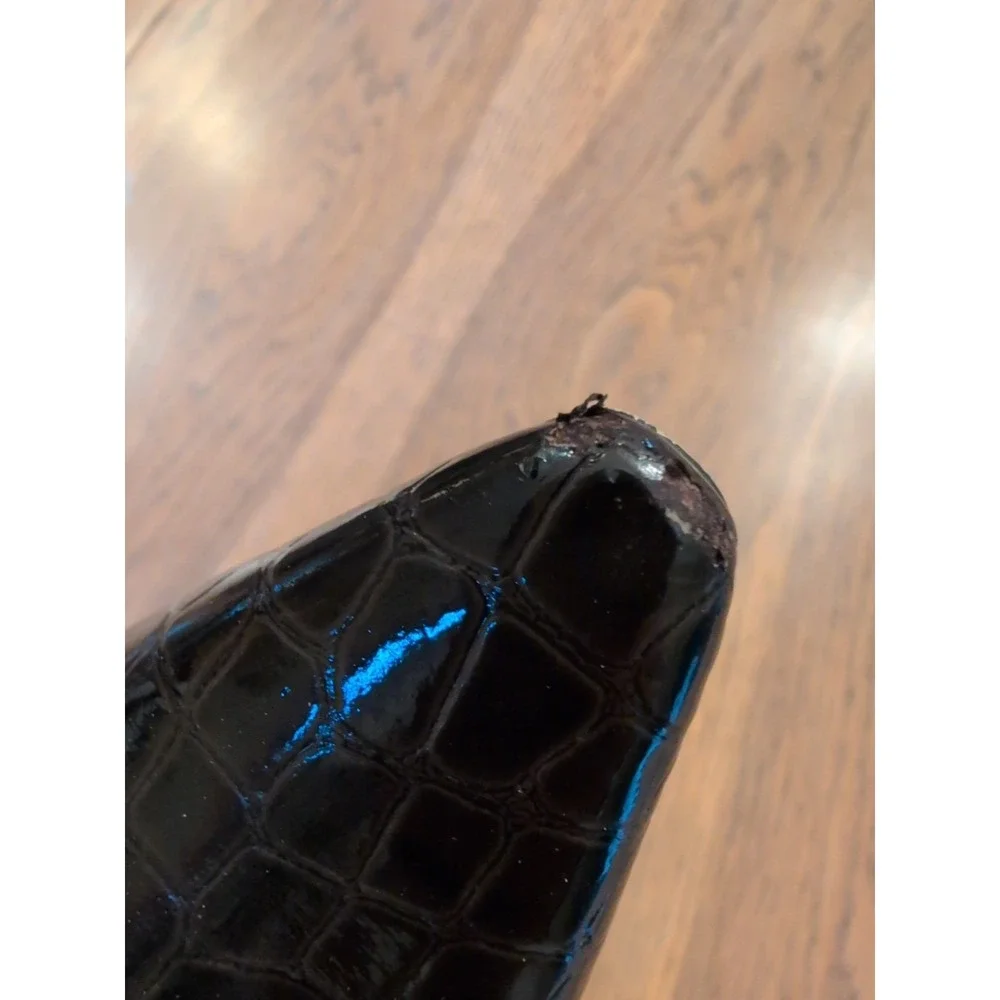 Bandolino Womens Brown Crocodile Pointed Toe Patent Leather 2.5
